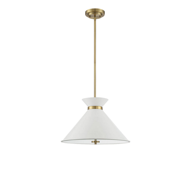 Savoy House Lamar 7-2416-3-160 Pendant Light - White with Brass Accents