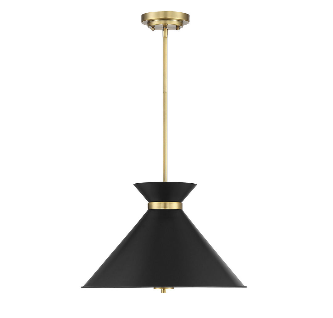 Savoy House Lamar 7-2416-3-143 Pendant Light - Black with Warm Brass Accents