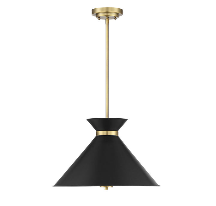 Savoy House Lamar 7-2416-3-143 Pendant Light - Black with Warm Brass Accents