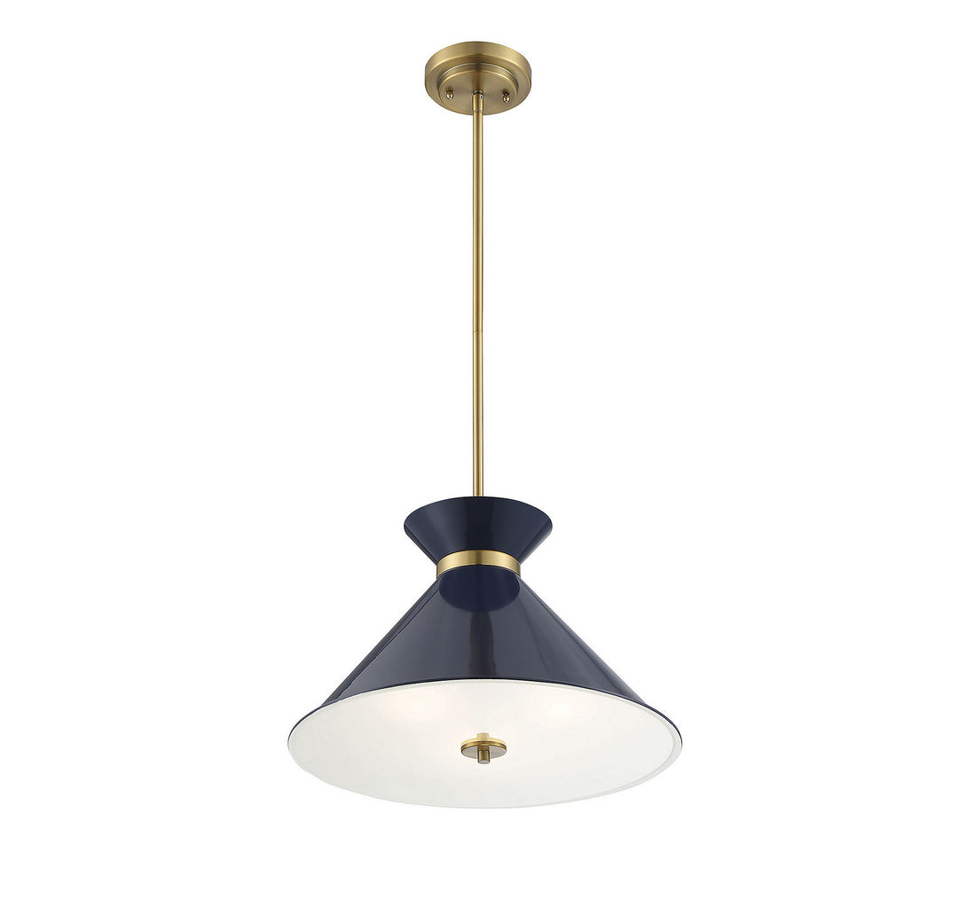 Savoy House Lamar 7-2416-3-161 Pendant Light - Navy Blue with Brass Accents