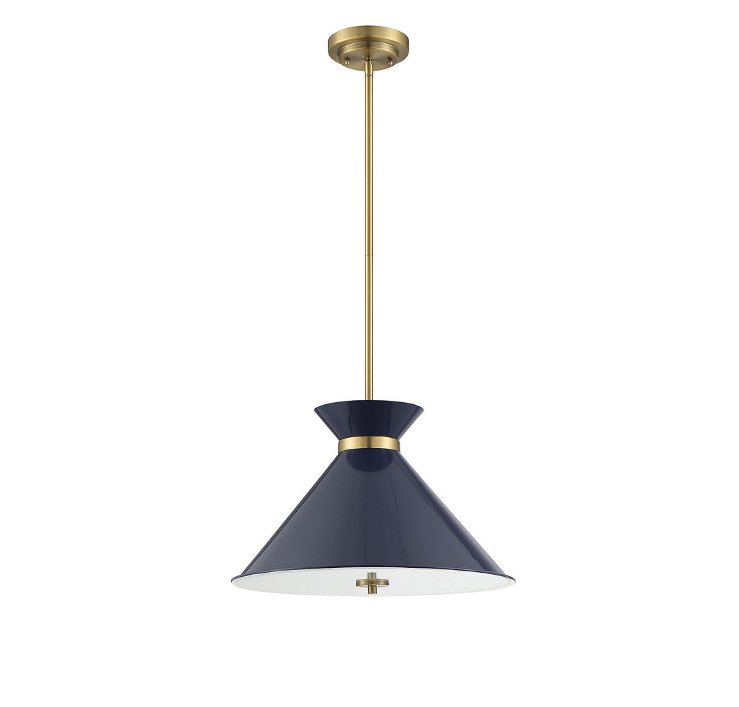 Savoy House Lamar 7-2416-3-161 Pendant Light - Navy Blue with Brass Accents