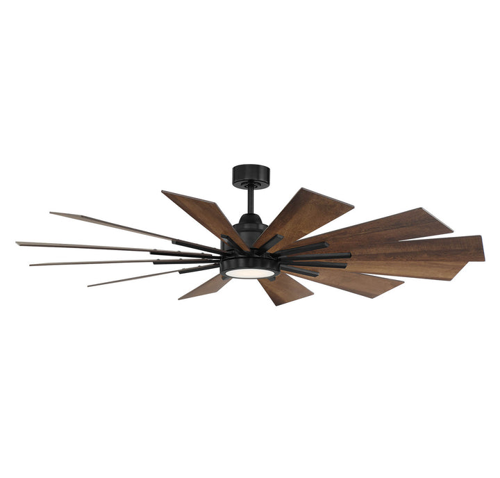 Meridian Farmhouse M2024MBK Ceiling Fan 60 - Matte Black, Antique Oak/