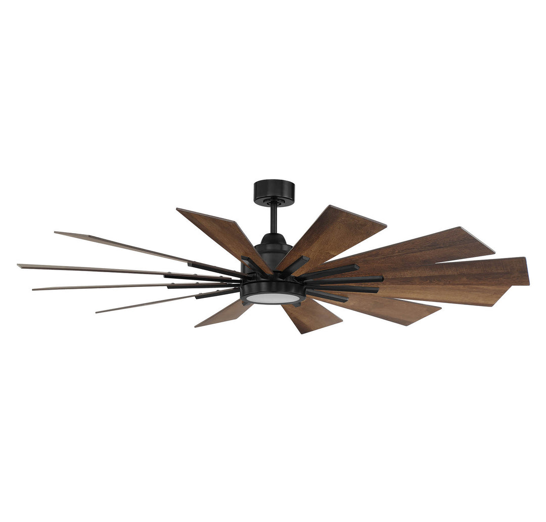 Meridian Farmhouse M2024MBK Ceiling Fan 60 - Matte Black, Antique Oak/