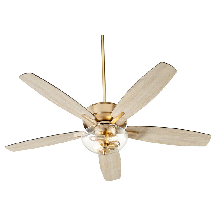 Quorum Breeze 7052-280 Ceiling Fan 52 in. - Aged Brass, Matte Black/Weathered Oak