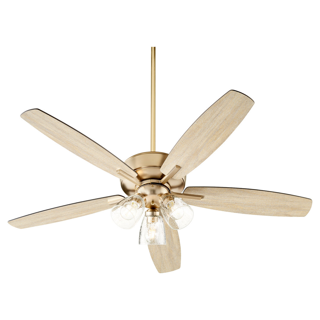 Quorum Breeze 7052-380 Ceiling Fan 52 in. - Aged Brass, Matte Black/Weathered Oak