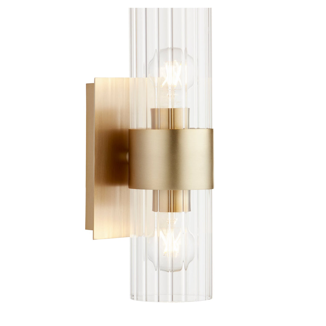 Quorum 5828 Clear Fluted Wall Mounts 5826-2-80 Wall Sconce Light - Aged Brass