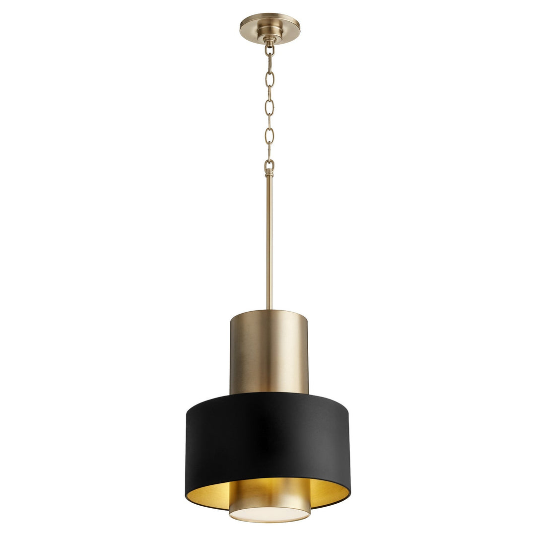 Quorum Cylinder Drum Pendants 8011-6980 Pendant Light - Textured Black,  Weathered Oak /Weathered Oak/