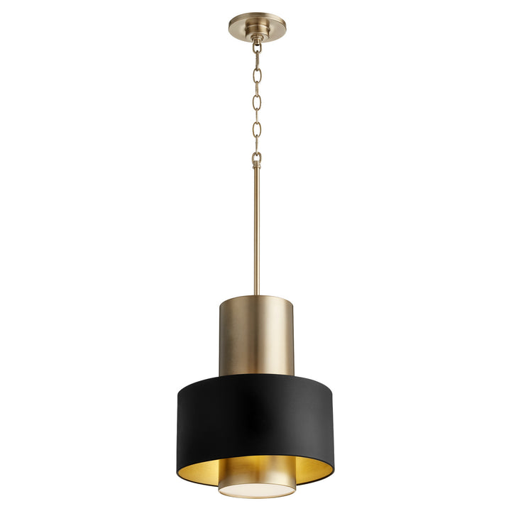 Quorum Cylinder Drum Pendants 8011-6980 Pendant Light - Textured Black,  Weathered Oak /Weathered Oak/