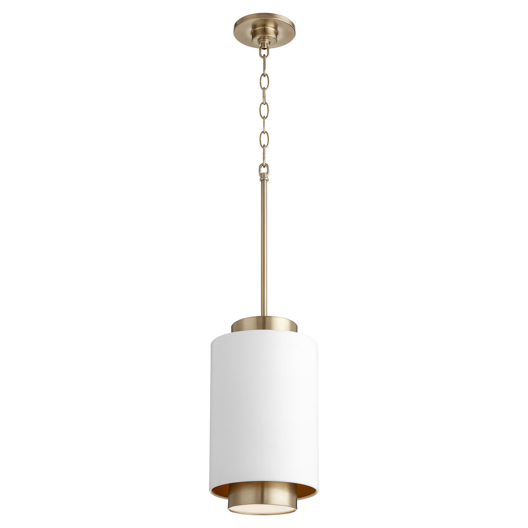 Quorum Cylinder Pendants 8008-0880 Pendant Light - Studio White W/ Aged Brass