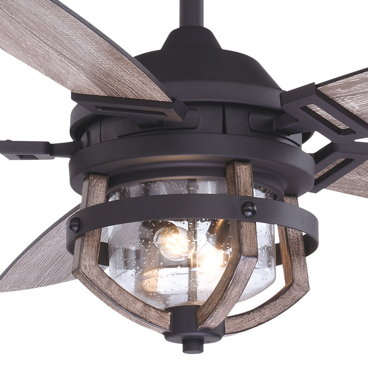 Vaxcel Barnes F0055 Ceiling Fan - Matte Black and Rustic Oak, Driftwood-Black Walnut/