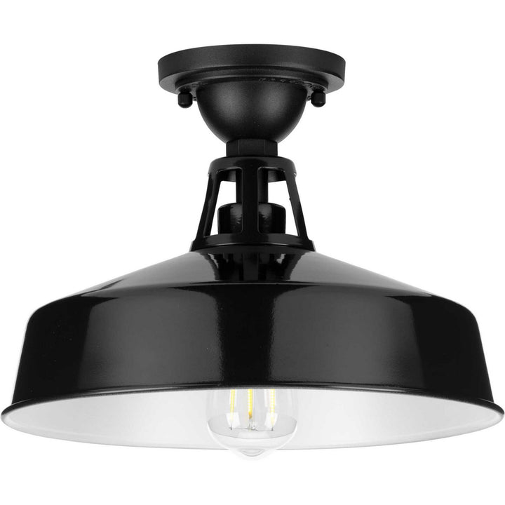 Progress Lighting P550070-031 Cedar Springs One Light Semi Flush Mount Outdoor Black