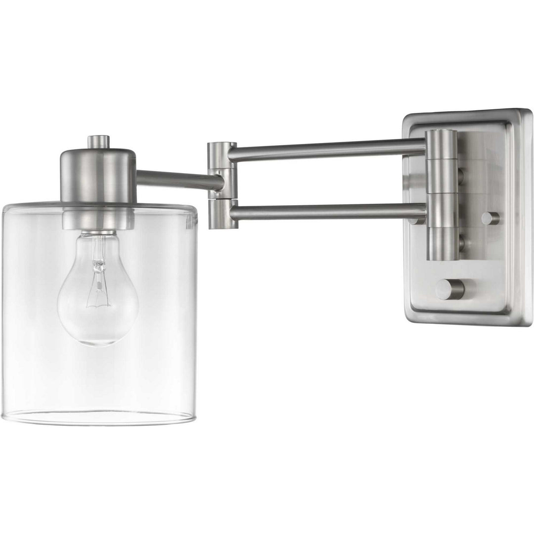 Progress Lighting P710086-009 Milner One Light Swing Arm Wall Lamp Lamp Pewter, Nickel, Silver