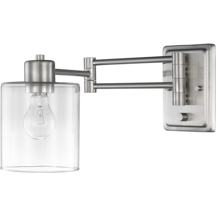 Progress Lighting P710086-009 Milner One Light Swing Arm Wall Lamp Lamp Pewter, Nickel, Silver