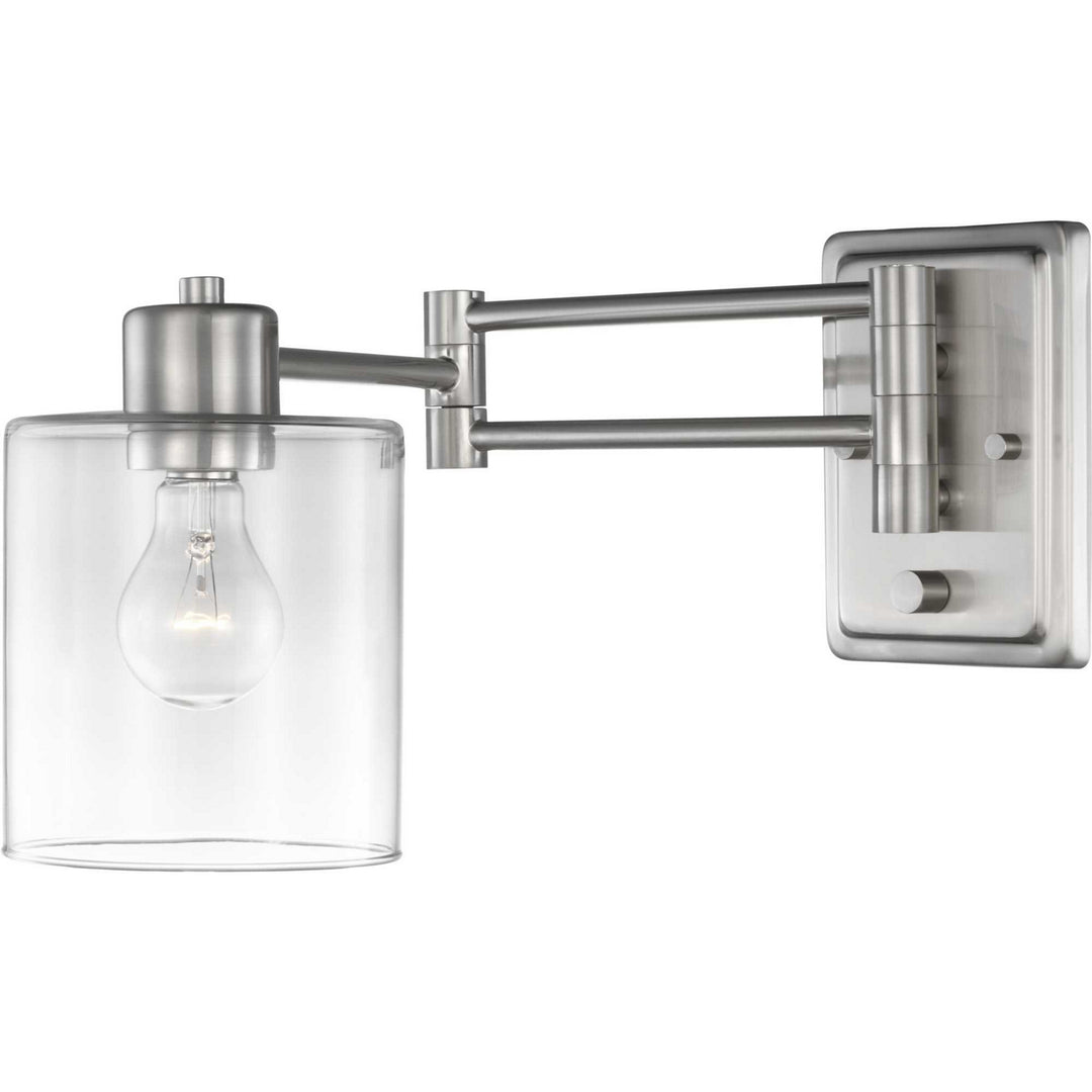 Progress Lighting P710086-009 Milner One Light Swing Arm Wall Lamp Lamp Pewter, Nickel, Silver