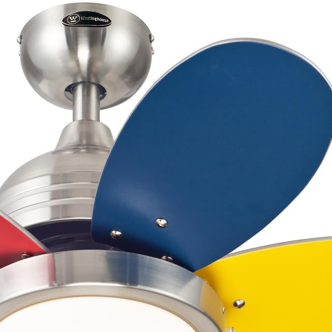 Westinghouse Roundabout 7223600 Ceiling Fan - Brushed Nickel, Multi-Color / White/