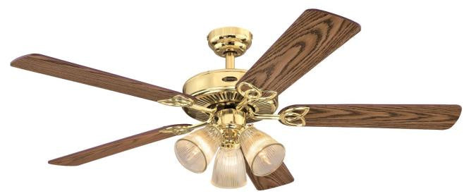 Westinghouse Vintage 7233800 Ceiling Fan - Polished Brass, Walnut / Oak/