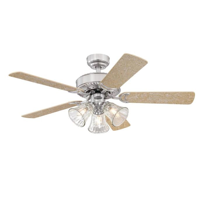 Westinghouse Newtown 7235400 Ceiling Fan - Brushed Nickel, Light Maple / Bird'S Eye Maple/