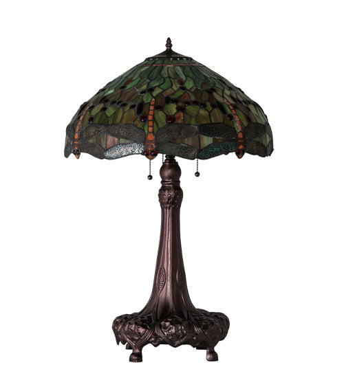 Meyda Tiffany Lighting 101830 Hanginghead Dragonfly Three Light Table Lamp Lamp Bronze / Dark