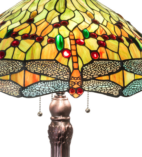 Meyda Tiffany Lighting 101830 Hanginghead Dragonfly Three Light Table Lamp Lamp Bronze / Dark