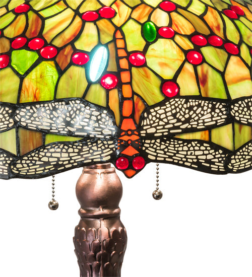 Meyda Tiffany Lighting 129745 Tiffany Hanginghead Dragonfly Three Light Table Lamp Lamp Bronze / Dark
