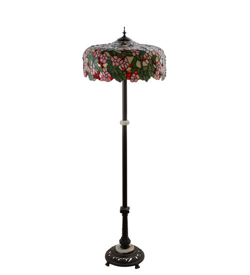 Meyda Tiffany Lighting 148875 Tiffany Cherry Blossom Three Light Floor Lamp Lamp Bronze / Dark