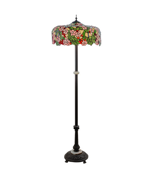 Meyda Tiffany Lighting 148875 Tiffany Cherry Blossom Three Light Floor Lamp Lamp Bronze / Dark