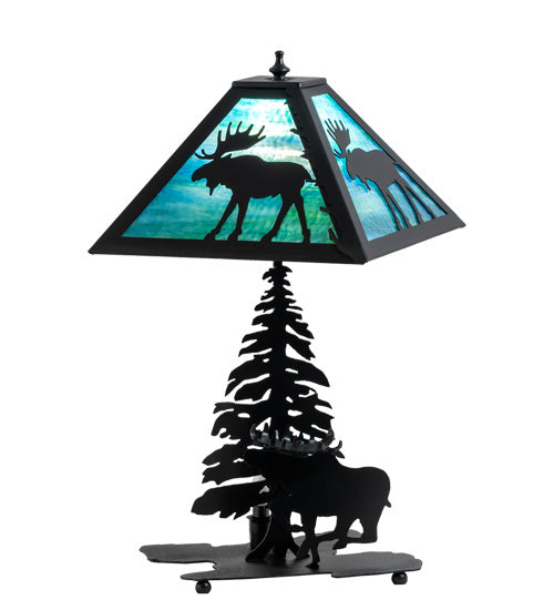 Meyda Tiffany Lighting 228133 Lone Moose Two Light Table Lamp Lamp Black
