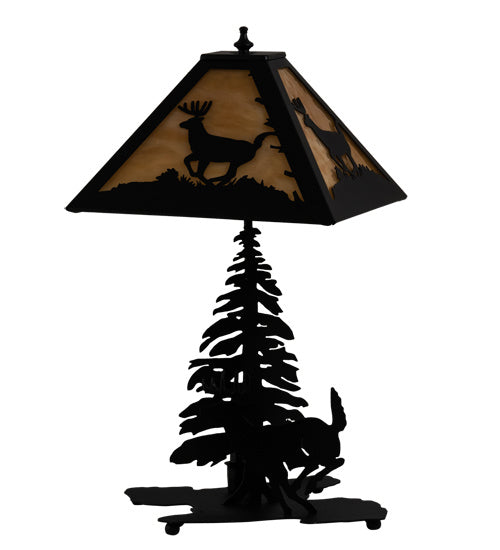 Meyda Tiffany Lighting 228149 Lone Deer Two Light Table Lamp Lamp Black