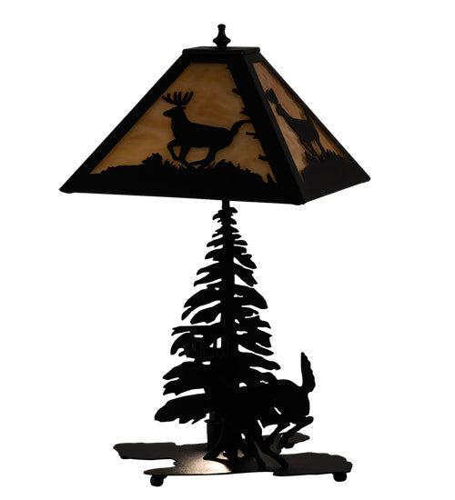 Meyda Tiffany Lighting 228149 Lone Deer Two Light Table Lamp Lamp Black