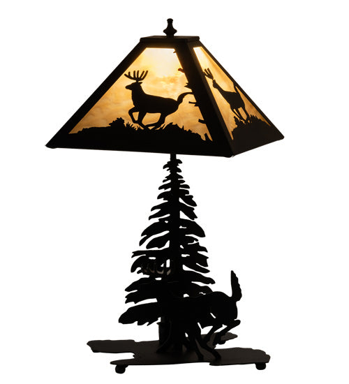 Meyda Tiffany Lighting 228149 Lone Deer Two Light Table Lamp Lamp Black