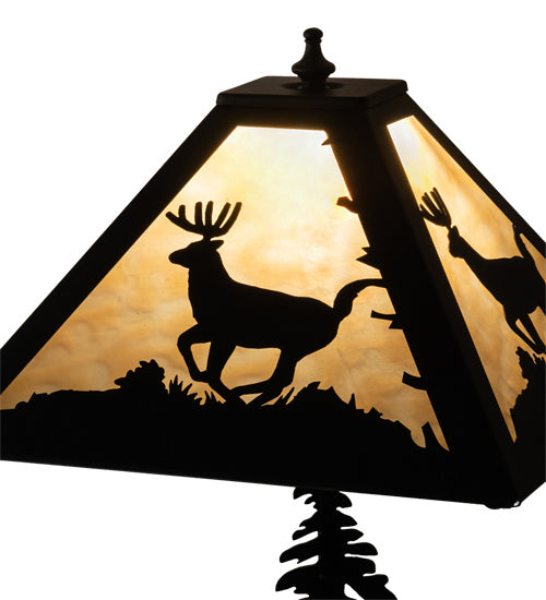 Meyda Tiffany Lighting 228149 Lone Deer Two Light Table Lamp Lamp Black