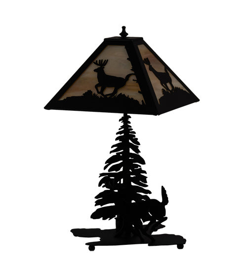 Meyda Tiffany Lighting 228150 Lone Deer Two Light Table Lamp Lamp Black