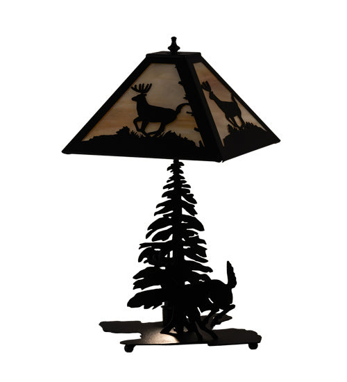 Meyda Tiffany Lighting 228150 Lone Deer Two Light Table Lamp Lamp Black