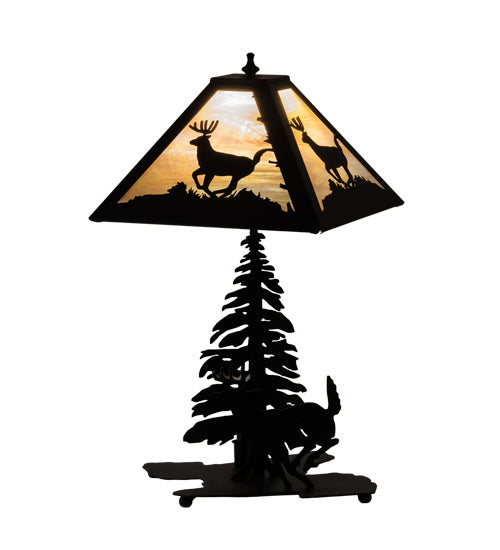 Meyda Tiffany Lighting 228150 Lone Deer Two Light Table Lamp Lamp Black