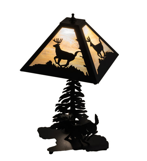 Meyda Tiffany Lighting 228150 Lone Deer Two Light Table Lamp Lamp Black