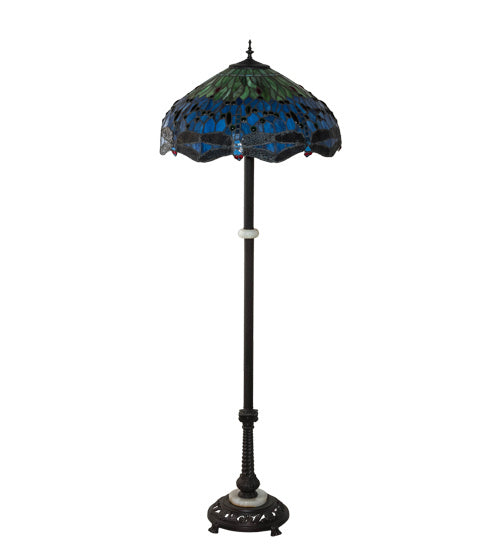 Meyda Tiffany Lighting 229124 Tiffany Hanginghead Dragonfly Three Light Floor Lamp Lamp Bronze / Dark