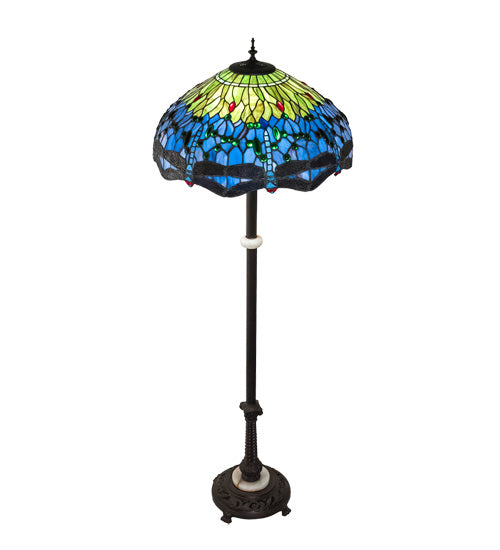 Meyda Tiffany Lighting 229124 Tiffany Hanginghead Dragonfly Three Light Floor Lamp Lamp Bronze / Dark