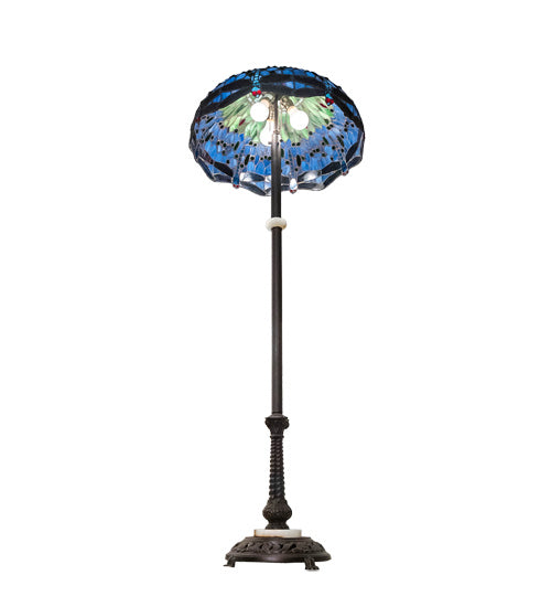 Meyda Tiffany Lighting 229124 Tiffany Hanginghead Dragonfly Three Light Floor Lamp Lamp Bronze / Dark