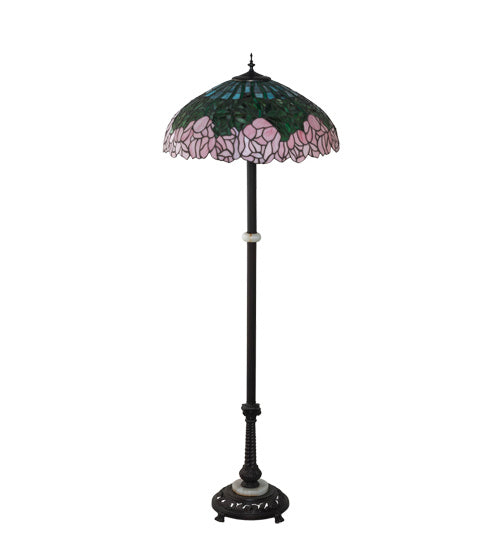 Meyda Tiffany Lighting 229130 Tiffany Cabbage Rose Three Light Floor Lamp Lamp Bronze / Dark