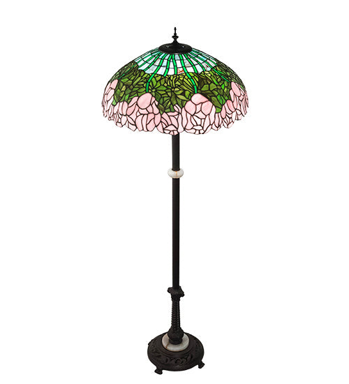 Meyda Tiffany Lighting 229130 Tiffany Cabbage Rose Three Light Floor Lamp Lamp Bronze / Dark