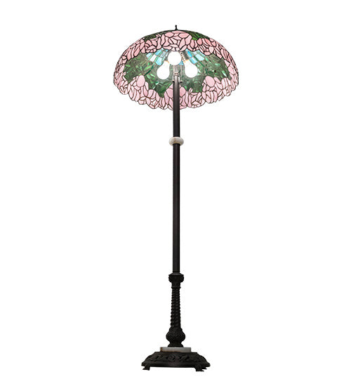 Meyda Tiffany Lighting 229130 Tiffany Cabbage Rose Three Light Floor Lamp Lamp Bronze / Dark