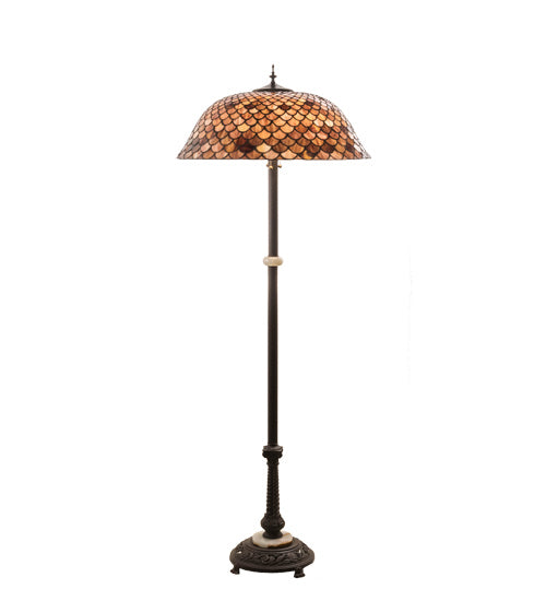 Meyda Tiffany Lighting 230384 Fishscale Three Light Floor Lamp Lamp Bronze / Dark