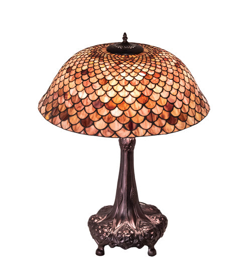 Meyda Tiffany Lighting 230408 Fishscale Three Light Table Lamp Lamp Bronze / Dark