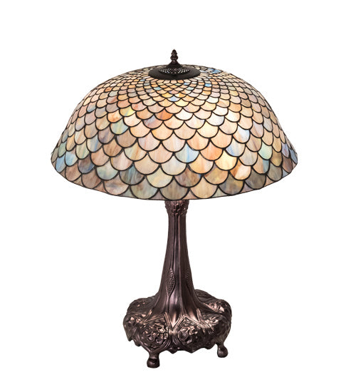 Meyda Tiffany Lighting 230462 Tiffany Fishscale Three Light Table Lamp Lamp Bronze / Dark