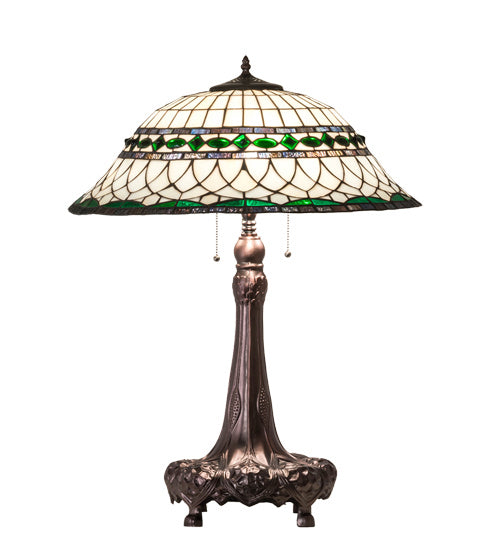Meyda Tiffany Lighting 230467 Tiffany Roman Three Light Table Lamp Lamp Bronze / Dark