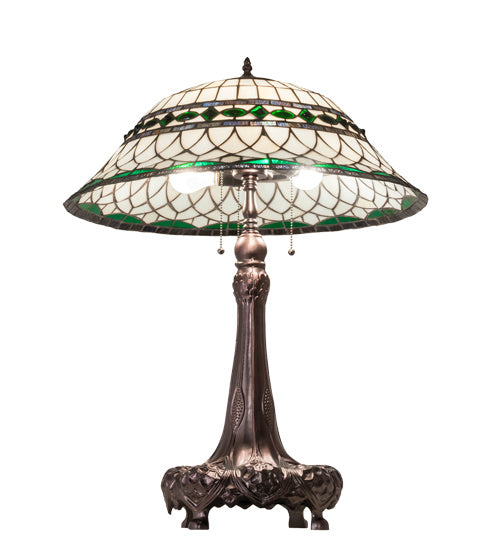 Meyda Tiffany Lighting 230467 Tiffany Roman Three Light Table Lamp Lamp Bronze / Dark