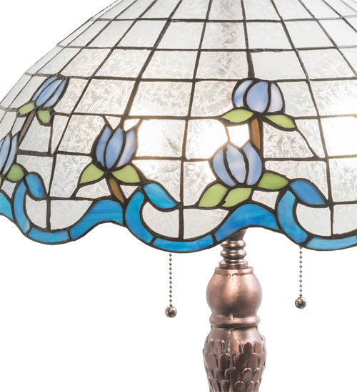 Meyda Tiffany Lighting 230472 Roseborder Three Light Table Lamp Lamp Bronze / Dark