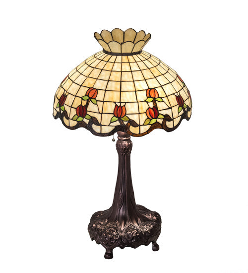 Meyda Tiffany Lighting 230473 Roseborder Three Light Table Lamp Lamp Bronze / Dark