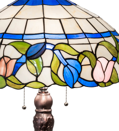 Meyda Tiffany Lighting 230475 Rose Vine Three Light Table Lamp Lamp Bronze / Dark