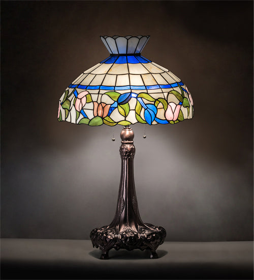 Meyda Tiffany Lighting 230475 Rose Vine Three Light Table Lamp Lamp Bronze / Dark